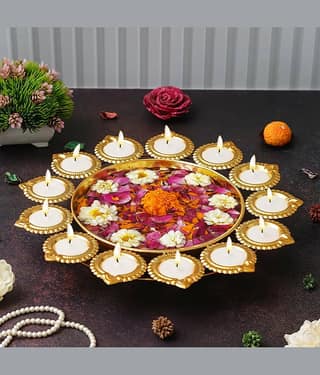 JaipurCrafts Gold Iron Diwali Diya