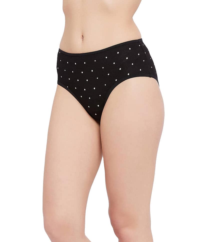 Clovia Cotton Printed Women's Hipster ( Black ) Hipster view 2
