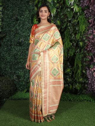 Yavira silk Women's Multi Handwoven Jacquard Saree