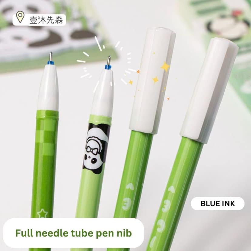 Cute Panda Erasable Gel Pens Set of 12 | Blue Ink 0.5mm Fine Tip Kawaii Pens for School & Office view 3