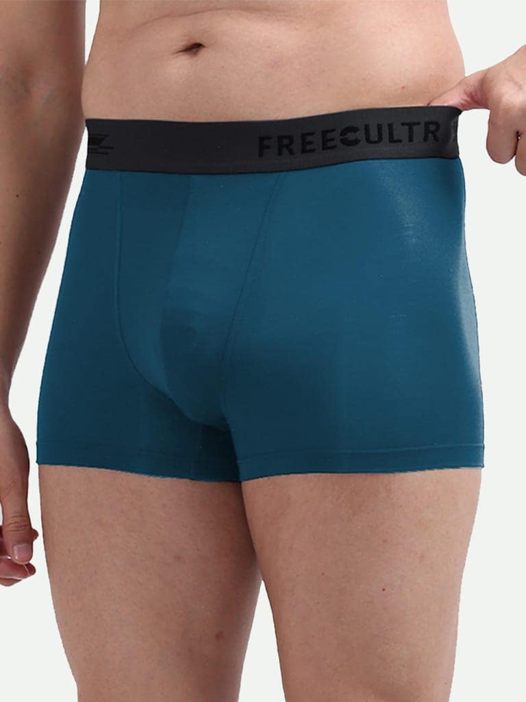 Freecultr Men's Underwear Anti Bacterial Micromodal Airsoft Trunk - Non Itch No Chaffing Sweat Proof - Pack of 2-Midnight Blue,Martini Blue view 5