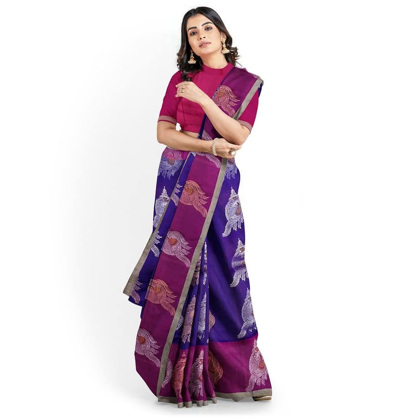 Royal Blue Color Big Peacock Design Kanjivaram Pure Silk Saree view 3