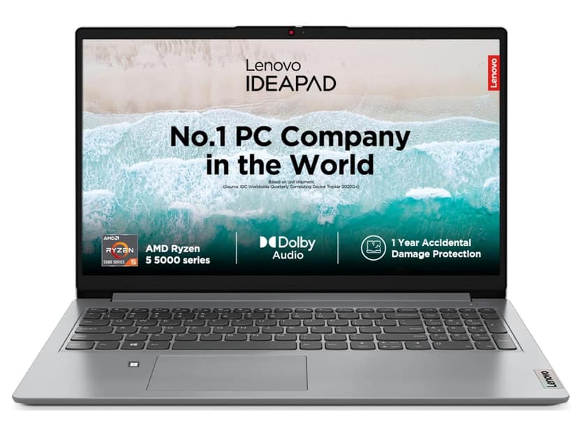 Lenovo IdeaPad 1 AMD Ryzen 5 5500U 15.6" HD Thin and Light Laptop (8GB RAM/512GB SSD/Windows 11 Home/Office Home 2024/1 Year ADP Free/Grey/1.6Kg), 82R4011MIN Lenovo IdeaPad 1 AMD Ryzen 5 5500U 15.6" HD Thin and Light Laptop (8GB RAM/512GB SSD/Windows 11