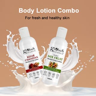 Globus Naturals Body Lotion Combo Set of 2 Kesar Chandan Mix Fruit Body Lotion For NonGreasy Lightweight Body Moisturizer for Women Men All Skin Types view 2
