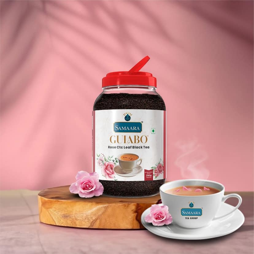 Jivvij Samaara Rose Black Tea | Flavoured CTC Assam Black Leaf Tea | Gulab Chai Patti Powder | Gulabo Jar view 4