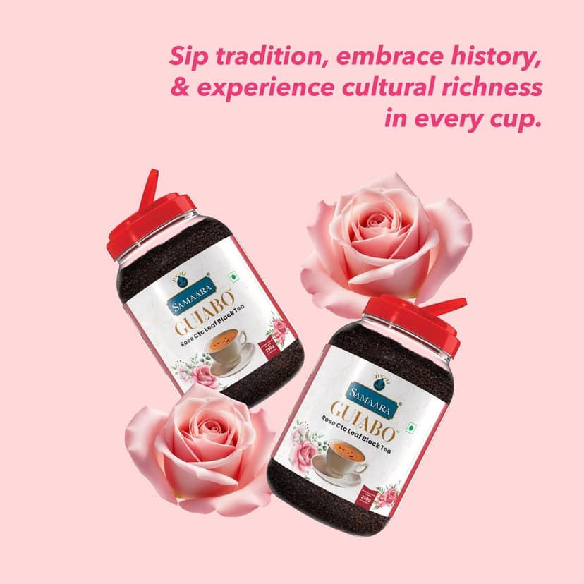 Jivvij Samaara Rose Black Tea | Flavoured CTC Assam Black Leaf Tea | Gulab Chai Patti Powder | Gulabo Jar view 6