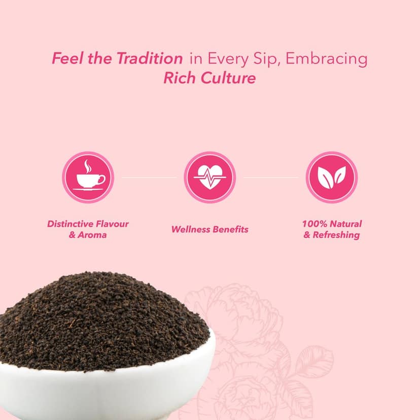 Jivvij Samaara Rose Black Tea | Flavoured CTC Assam Black Leaf Tea | Gulab Chai Patti Powder | Gulabo Jar view 7