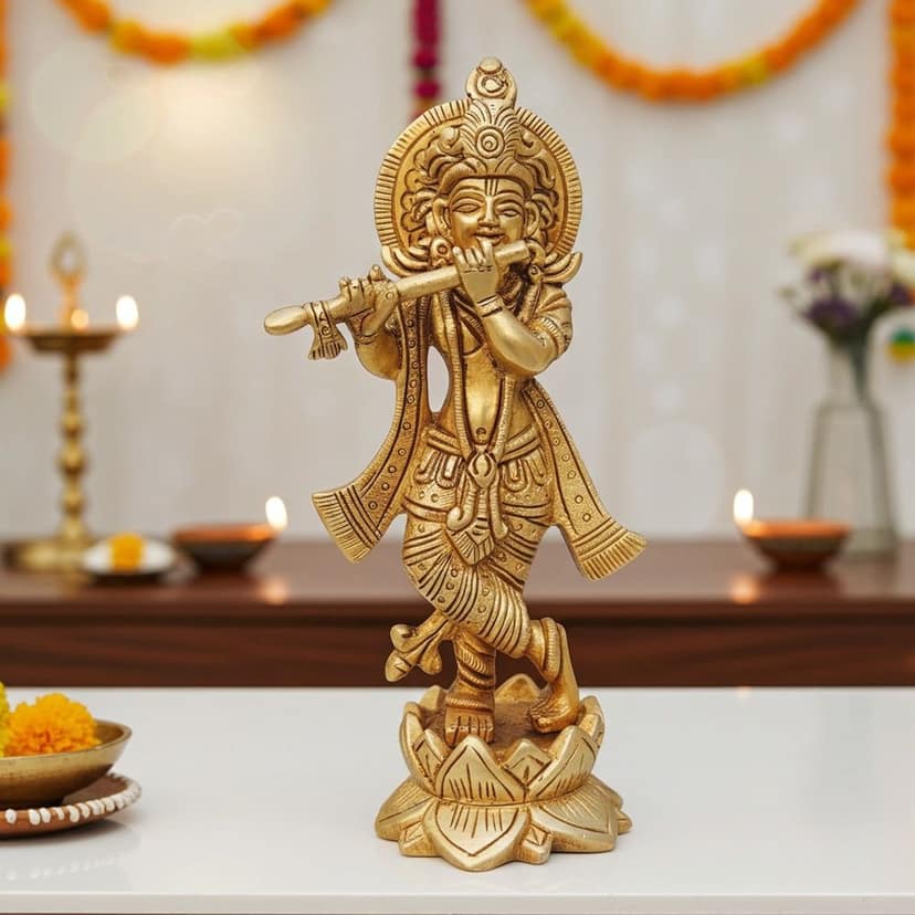 Brass Showpiece Krishna Ji Statue (BSMAS1267 K)