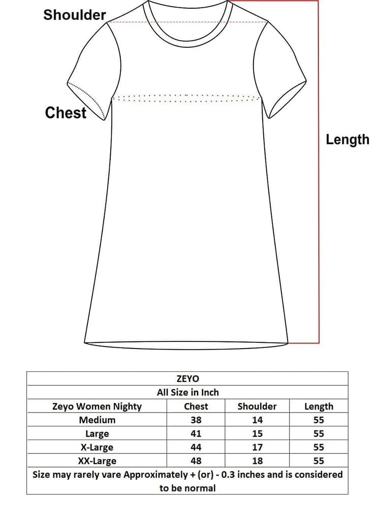 ZEYO Womens Cotton Blue Heart Printed Stylish Maxi Night Dress Nighty view 6