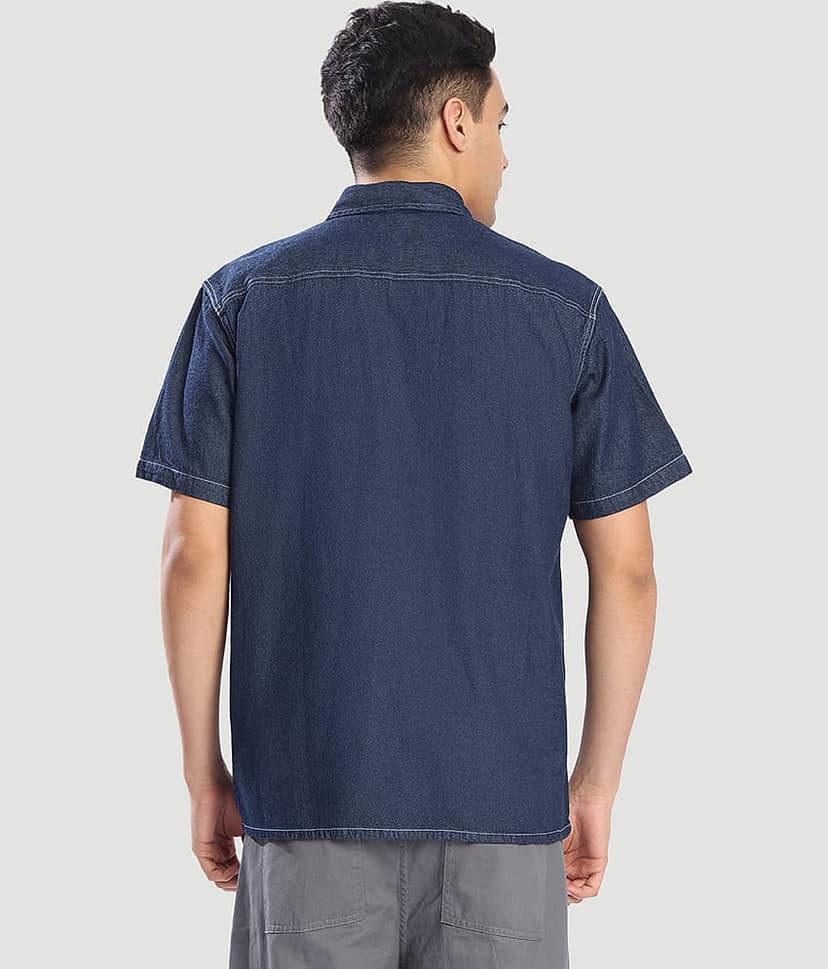 Bene Kleed 100% Cotton Boxy Solids Half Sleeves Men's Casual Shirt - Navy ( Pack of 1 ) view 6