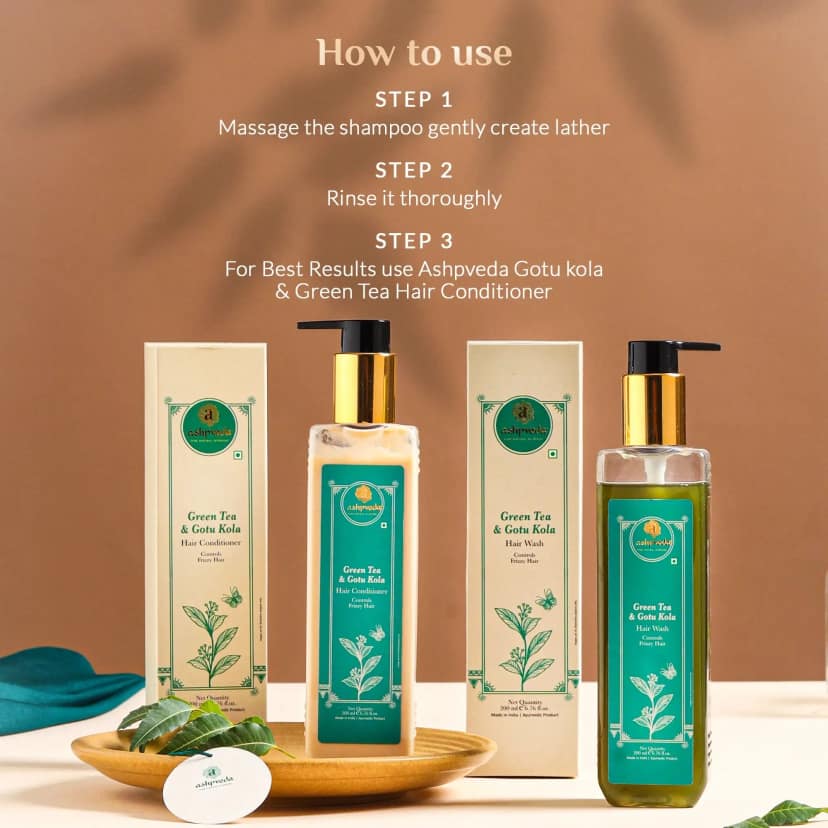 Ashpveda Gotu Kola & Green Tea Hair Wash & Conditioner Combo view 2
