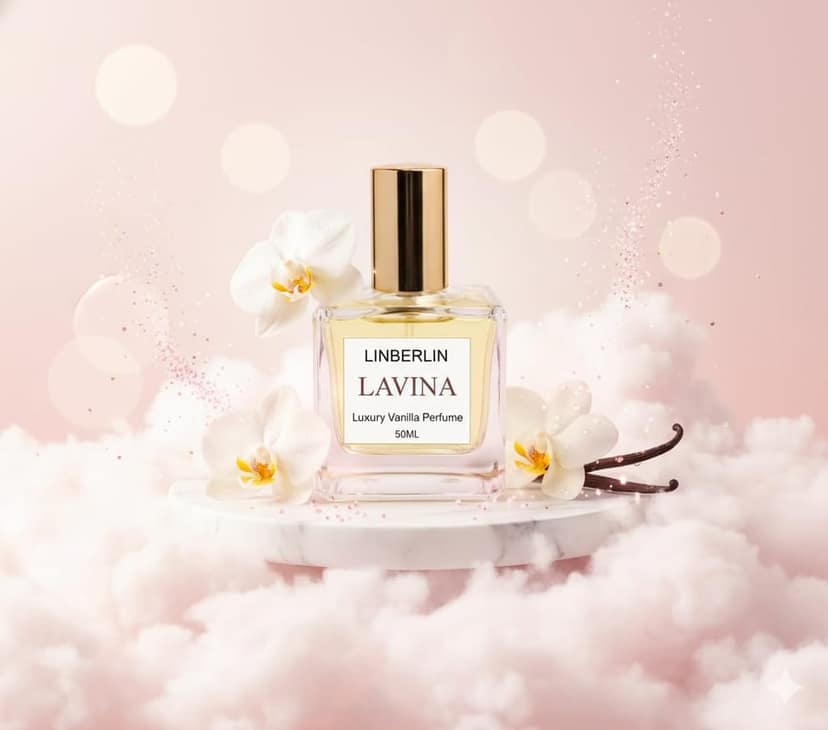 LinBerlin Vanilla Perfume Lavina, Unisex, Eau de Parfum, 50ml, Rich Vanilla Blend with Woods, Amber and Musk Notes
