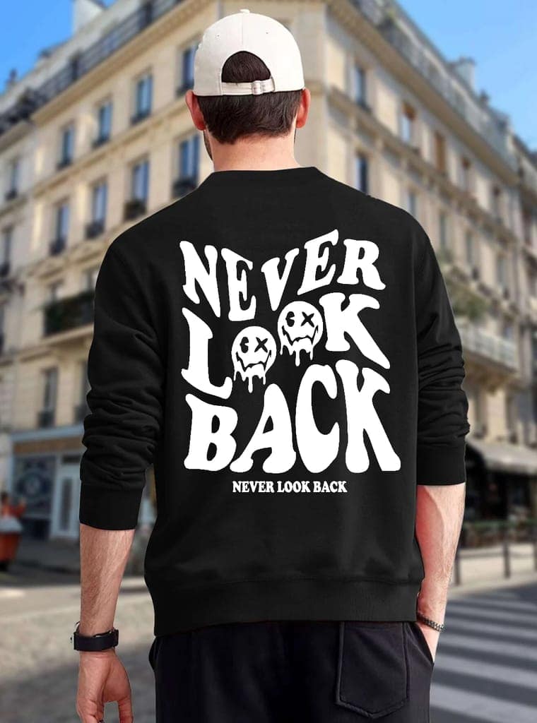 SCOTT FINCHER Men's Black "Never Look Back" Sweatshirt : AA(RSSWT)BLACK_230