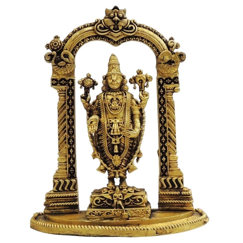 Brass Tirupati Balaji Idol | Lord Venkateswara Religious Statue, Height : 6 Inch (BSMAS1911 C) view 2