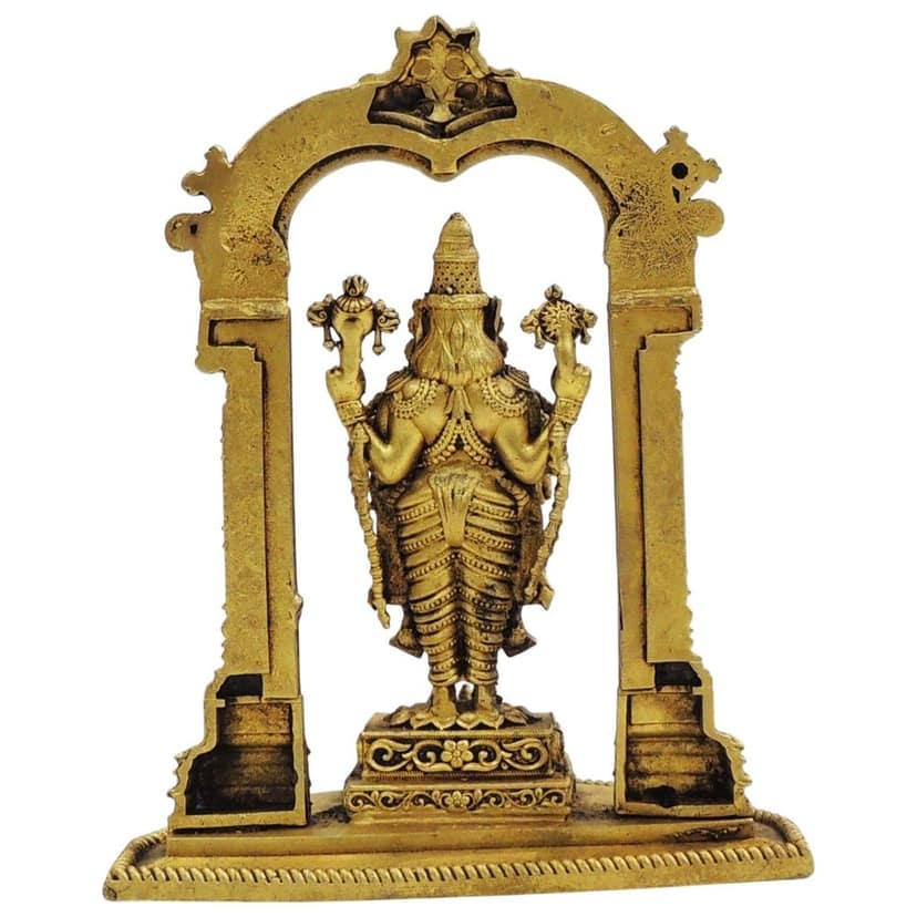 Brass Tirupati Balaji Idol | Lord Venkateswara Religious Statue, Height : 6 Inch (BSMAS1911 C) view 3