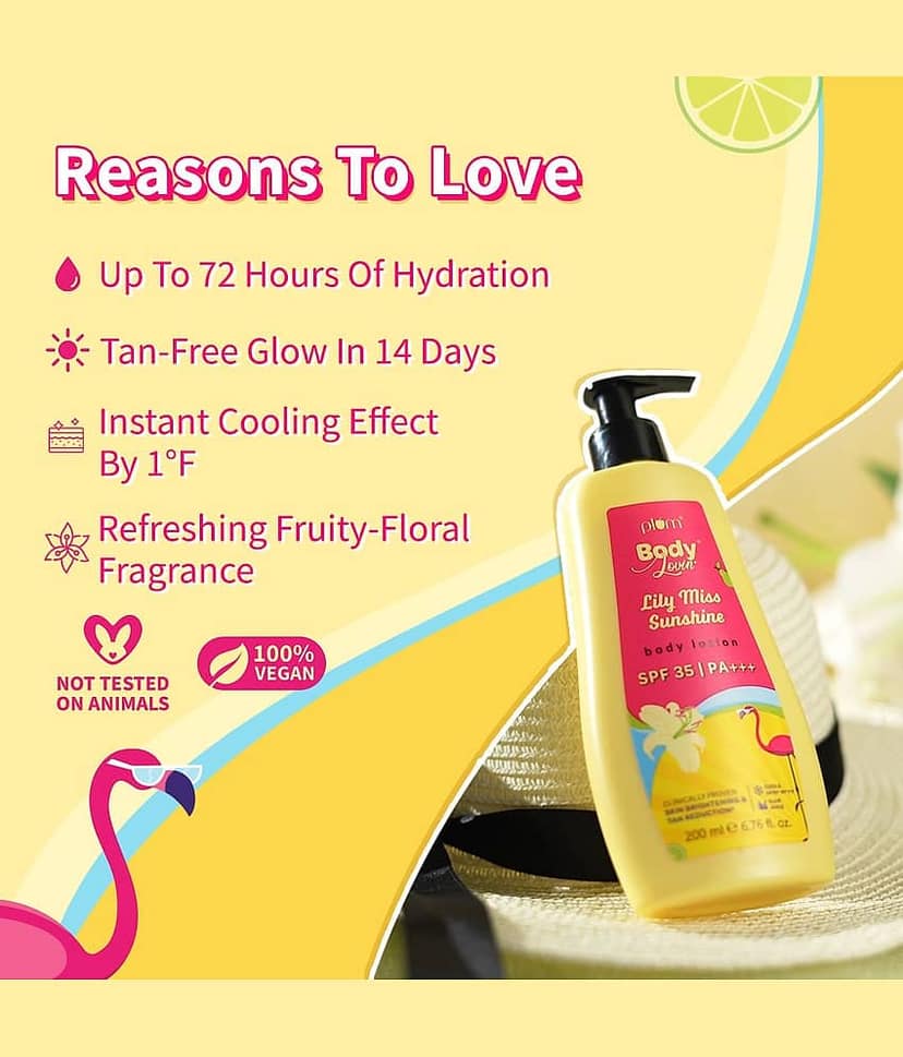 Plum Sunscreen - SPF SPF 35 PA+++ BodyLovin' Lily Miss Sunshine Body Lotion SPF 35 PA+++ - Brightens & Cools Skin (200 ml) view 2