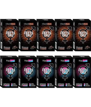 NottyBoy Contoured Ribs Dots Over Time and Chocolate Flavoured Condoms - 100 Units