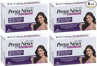 PREGANEWS Value Pack( 2 Gloves + 2 Urine Containers + 2 Pregnancy Test Kits ) x Pack of 4 Pregnancy Test Kit (8 Tests)