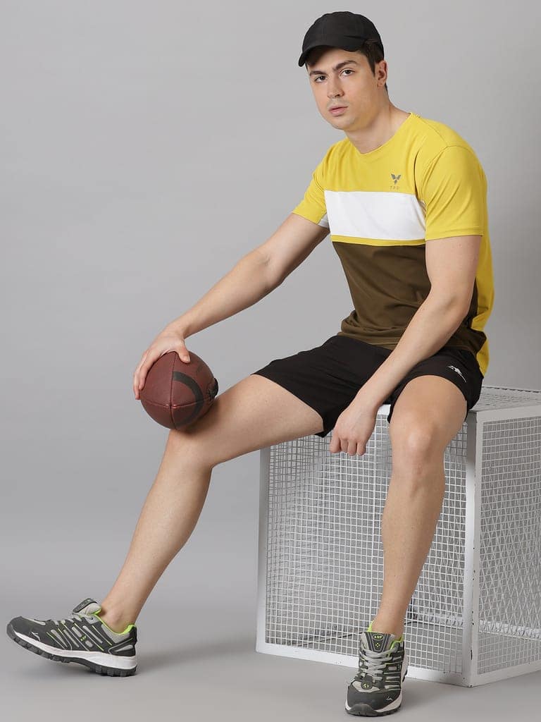 Polyester Yellow & Olive Round Neck view 6