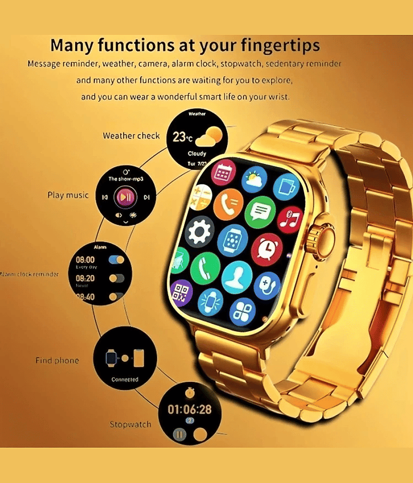 Trending Gold Bluetooth Calling Touchscreen with Fitness Health Sports Music FREE XTRA BLACK STRAP view 2