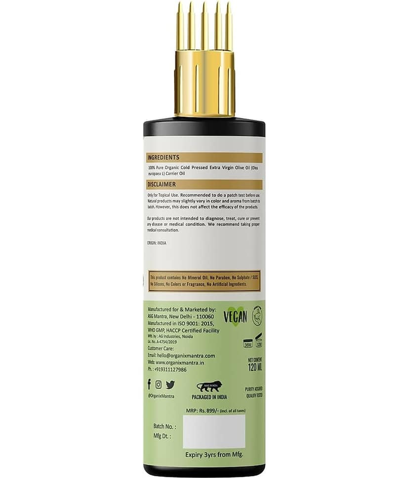 Organix Mantra Extra Virgin Olive Oil, 100% Pure & Cold Pressed Organic Oil, 120ML view 2