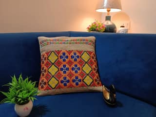 Luxury Hand Embroidered Decorative Throw Pillow Cover With Insert