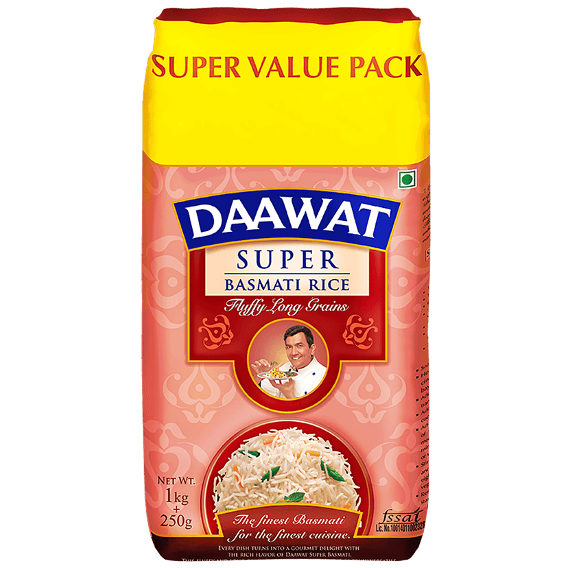 Daawat Basmati Rice/Basmati Akki - Super, 1 Kg 250 G Extra view 2