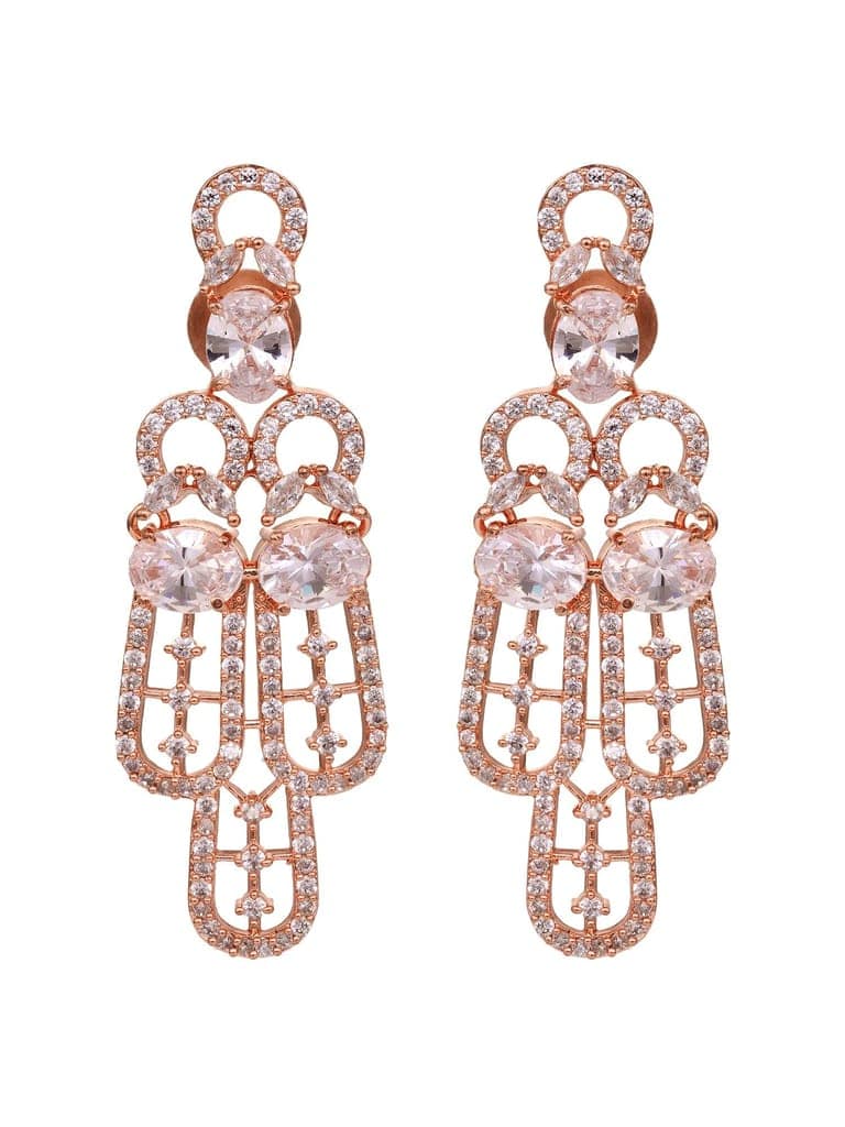 Rose Gold Plated White AD Studded Designer Choker Jewellery Set Mang Tika view 7