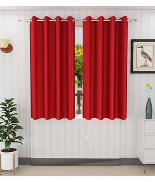 Panipat Textile Hub Solid Semi-Transparent Eyelet Door Curtain 7 ft Pack of 2 -Cream