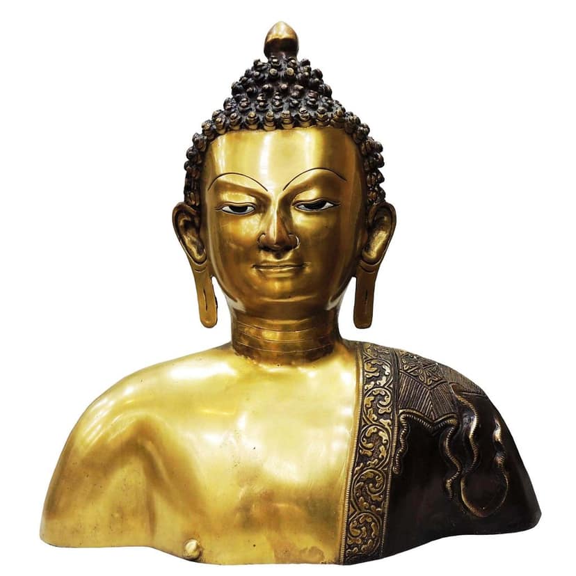 Brass Buddha Head Idol - Spiritual Home Decor Statue, Height : 17 Inch (BSMAS789 D) view 2