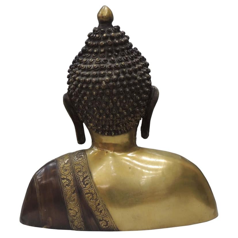 Brass Buddha Head Idol - Spiritual Home Decor Statue, Height : 17 Inch (BSMAS789 D) view 3