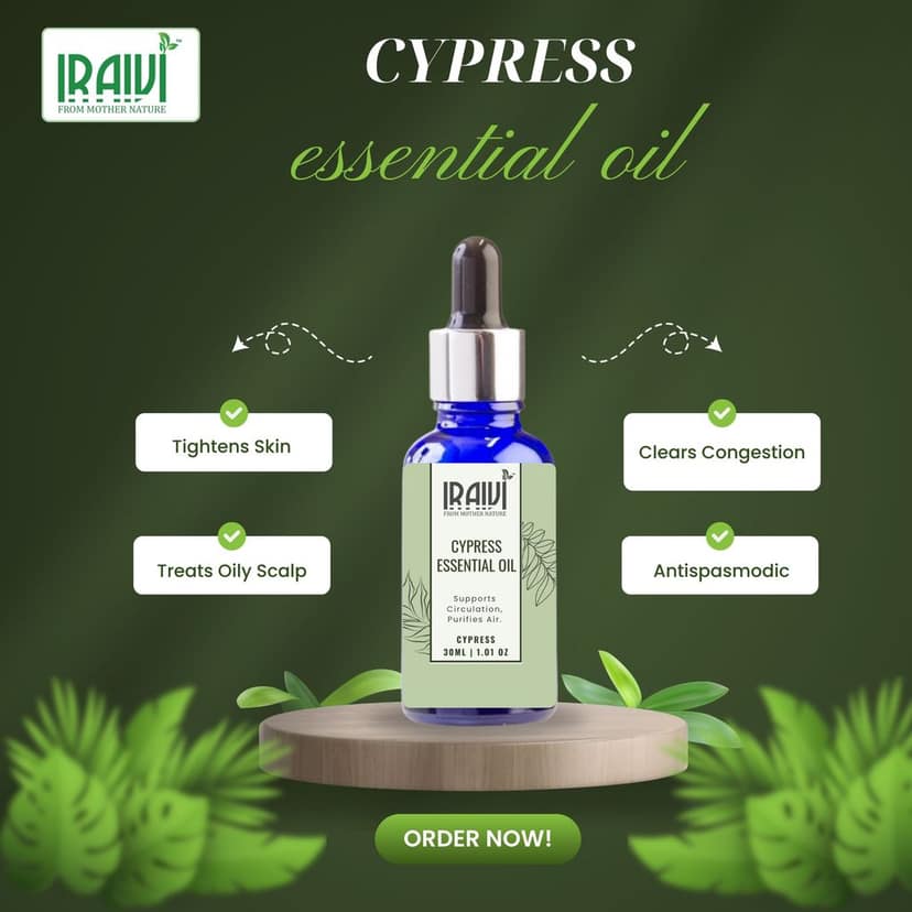 Iraivi Premium Cypress Essential Oil | Pure & Natural by Iraivi Organics view 2