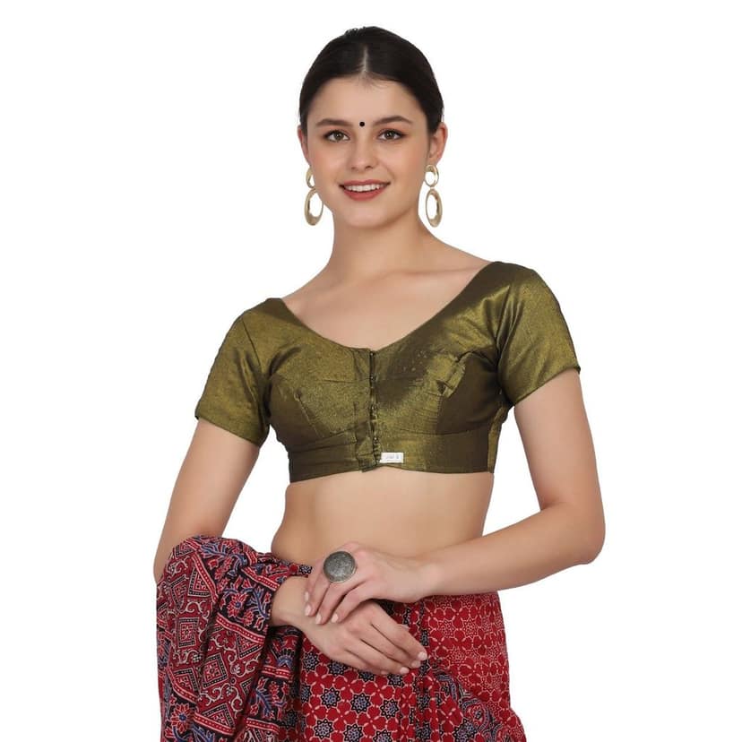 JISB Stitched Tissue Blouse,DarkGreen view 3