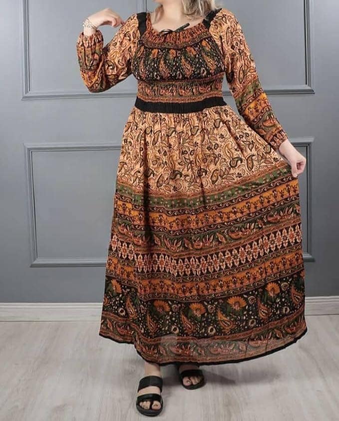 Ukal Women's Cotton Dress Jaipuri Sanganeri Print Midi Long Dress Printed Flare Maxi Dress A-Line Gown Dress Maxi Skirt, Mandala (Free Size) view 2