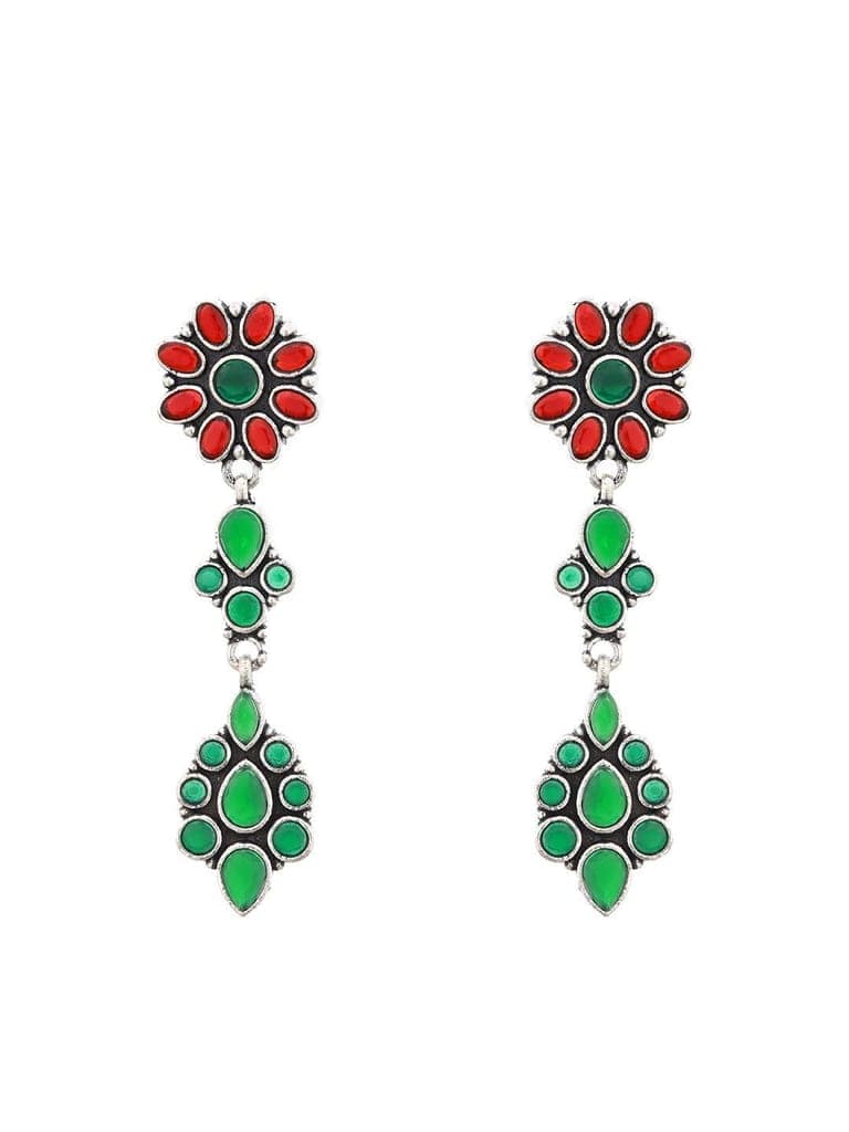 Yellow stone studded Drop Earrings view 4