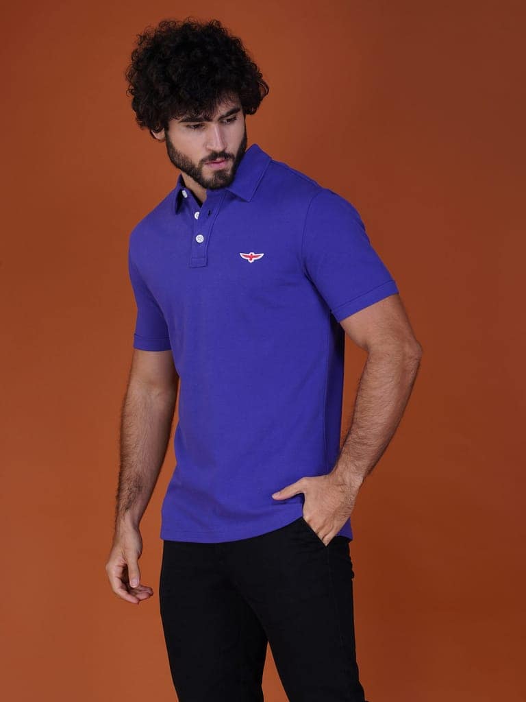 Solid Polo Shirt - PURPLE view 7