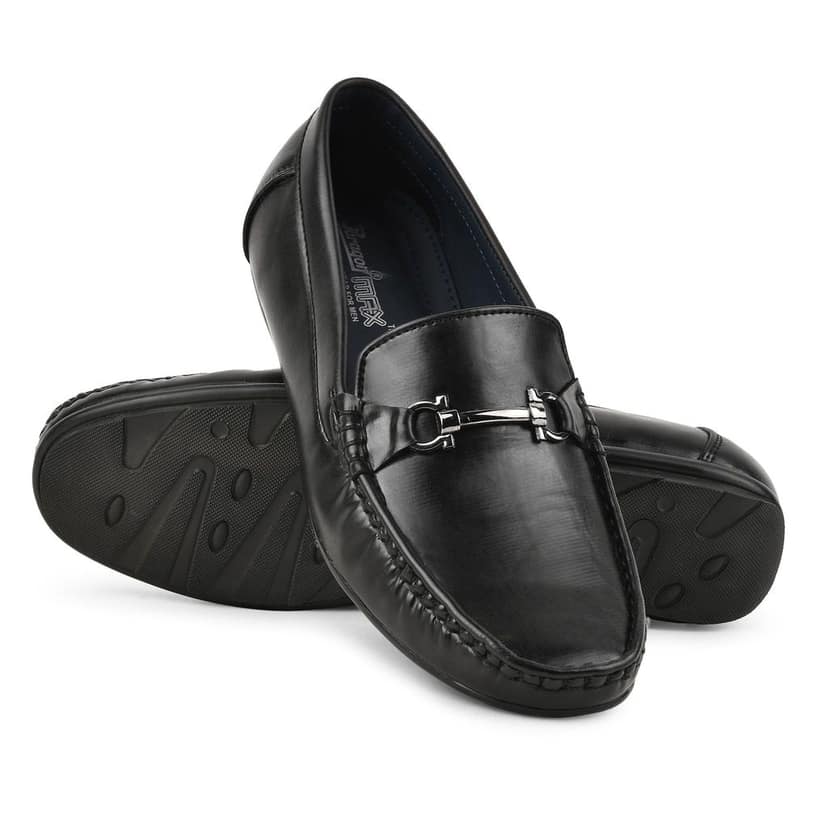 Paragon Black Formal Slip-On Loafers for Men with Metal Accents view 6