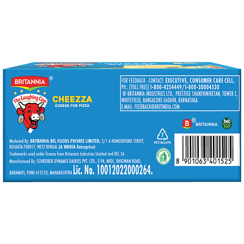 Britannia The Laughing Cow Cheese For Pizza Block, 400 G Carton view 2