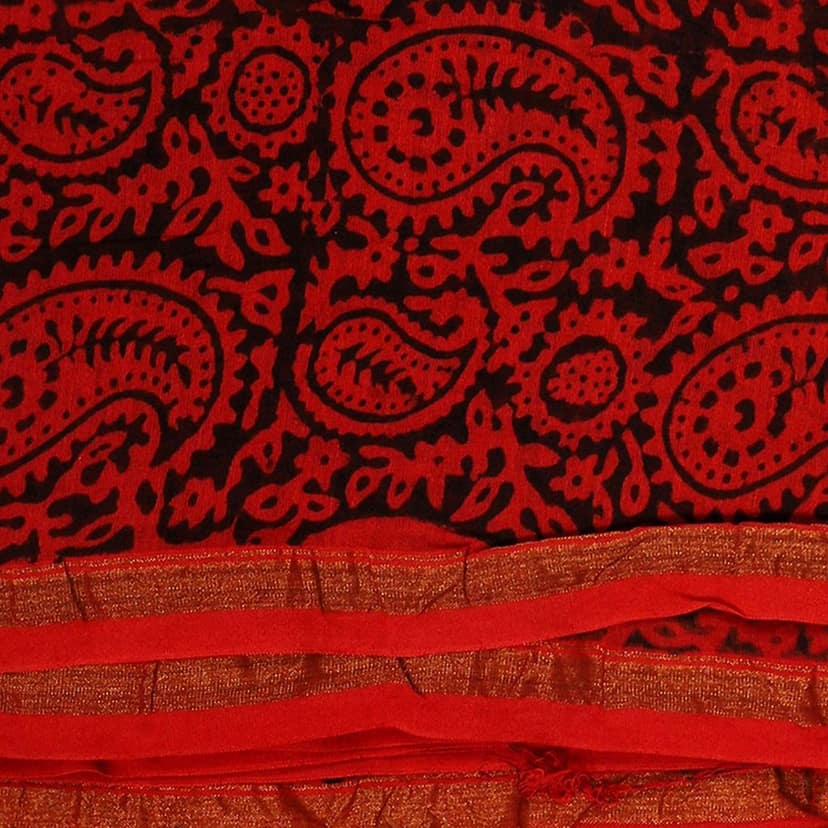 HANDLOOM CHANDERI 03 PCS BAGH PRINTED SUIT (SKU - 1RBS01260221 Suit 104) view 3
