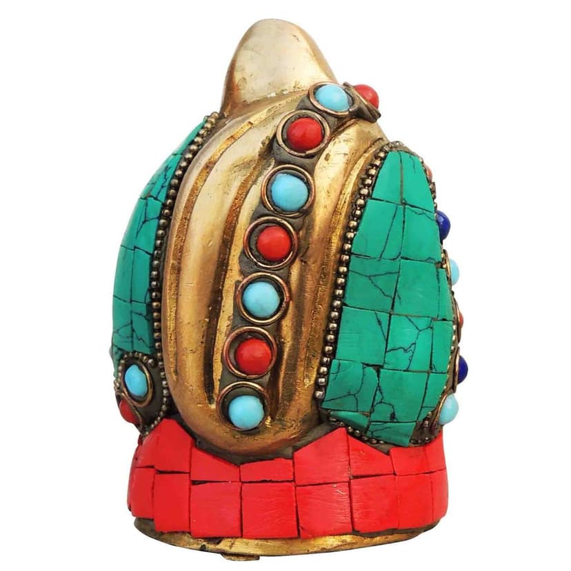 Brass Laughing Buddha Turquoise Stone Statue - Premium Decor Piece, Height : 3.8 Inch (BSMAS325 C) view 3