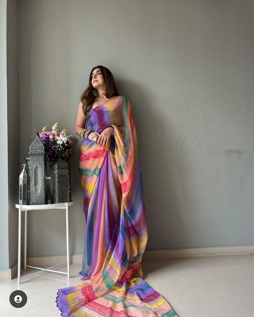 Printed Bollywood Organza Saree view 2