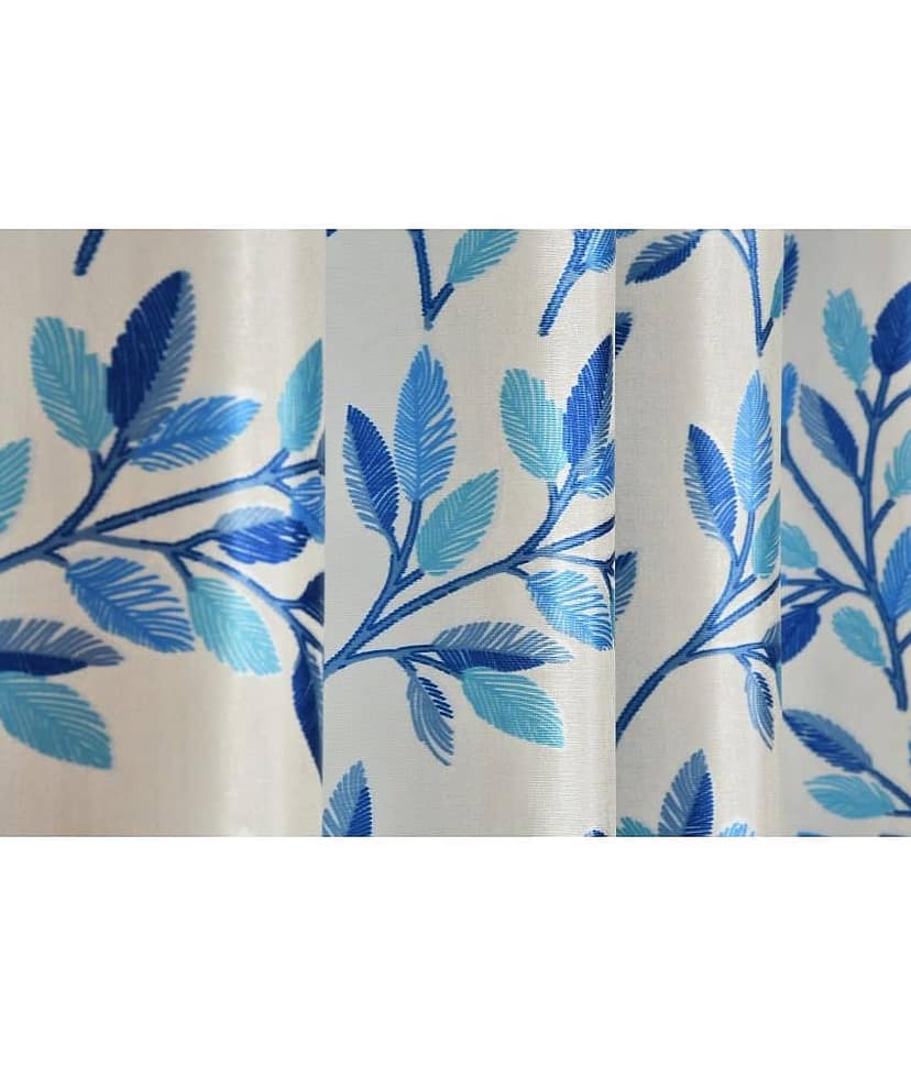 Homefab India Nature Blackout Eyelet Long Door Curtain 9ft (Pack of 2) - Blue view 2