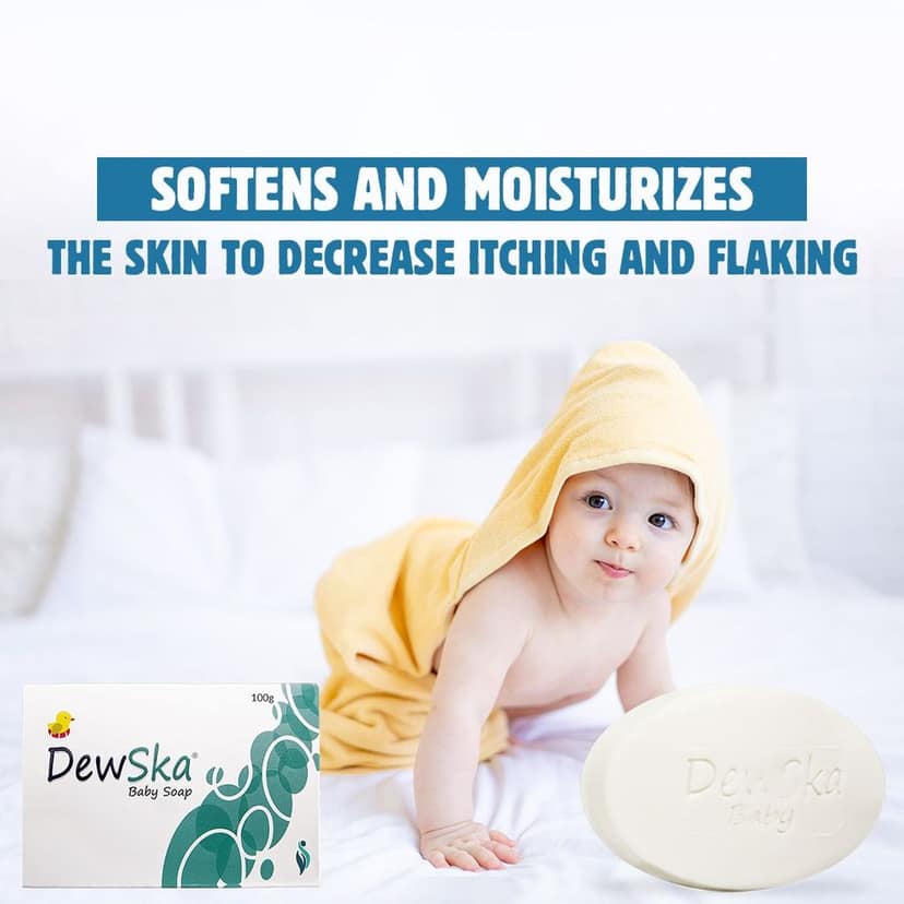 DewSka Baby Bath Soap (100g *3), Rich in Vitamin E, Olive and Aloe Extracts, Moisture locks with Shea Butter, Kokum, and Almond Oil, Gently pure view 3