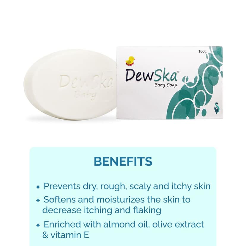 DewSka Baby Bath Soap (100g *3), Rich in Vitamin E, Olive and Aloe Extracts, Moisture locks with Shea Butter, Kokum, and Almond Oil, Gently pure view 7