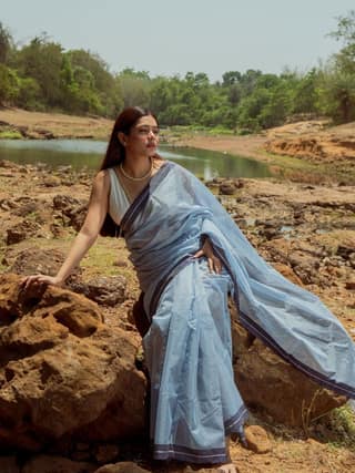 Utsav silk cotton saree - Akash