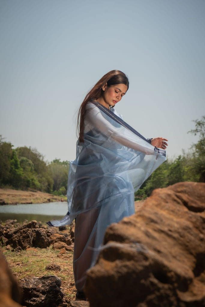 Utsav silk cotton saree - Akash view 3