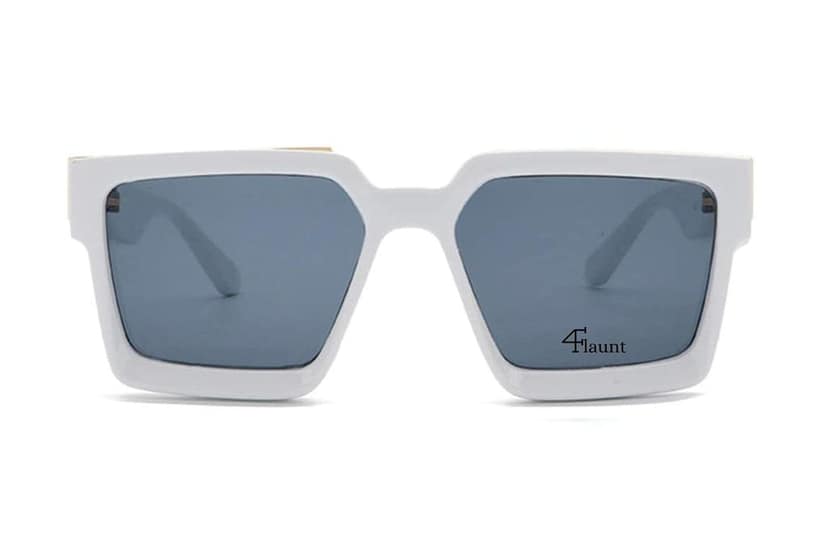4Flaunt Monster Series Retro Trend Model Shades Thick Rectangle Luxury Square Sunglasses With UV 400 Protection For Men And Women (White) view 2