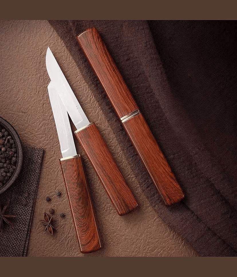 BLUE HOME AND KITCHEN Brown Stainless Steel Knife Set Blade Length 9 cm (Pack of 1)