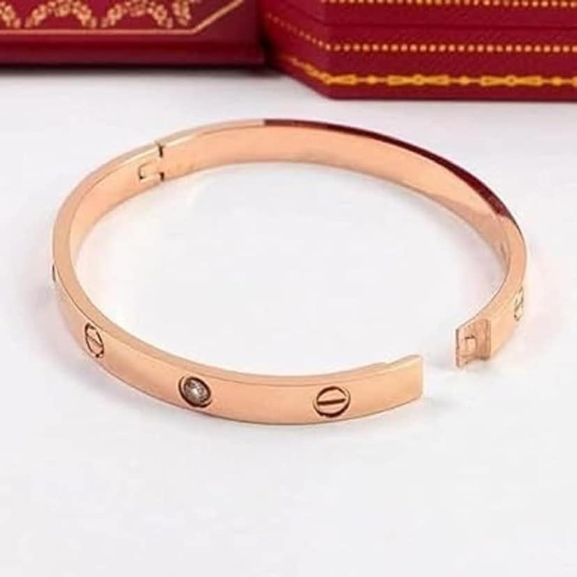 Classic Stainless Steel Love Band Bracelet | Anti-Tarnish, Cubic Zirconia Studded Bangle Kada | Latest Stylish Gifts for Women and Girls