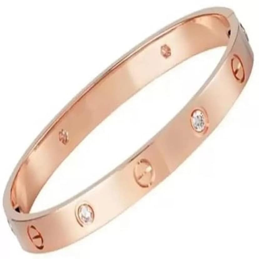 Classic Stainless Steel Love Band Bracelet | Anti-Tarnish, Cubic Zirconia Studded Bangle Kada | Latest Stylish Gifts for Women and Girls view 3